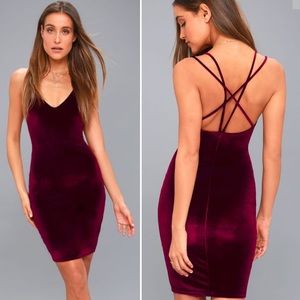 Lulu's Burgundy Velvet Mini Dress